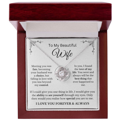 To My Wife - Love Knot Necklace with Beyond My Control message card